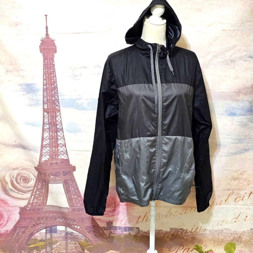 Eddie Bauer Black and Gray Windbreaker Jacket